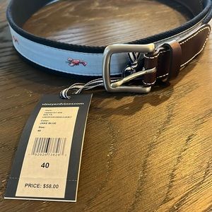 Vineyard Vines Lobster Icon Canvas Club Mens Belt powder blue sz 40